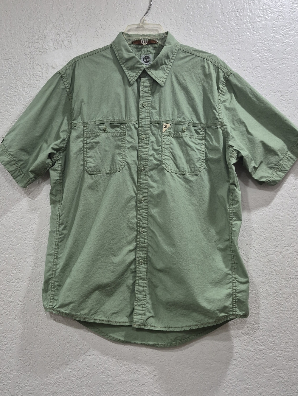 Timberland Men's Short-Sleeve Button-Up Shirt - Sage Green Size L